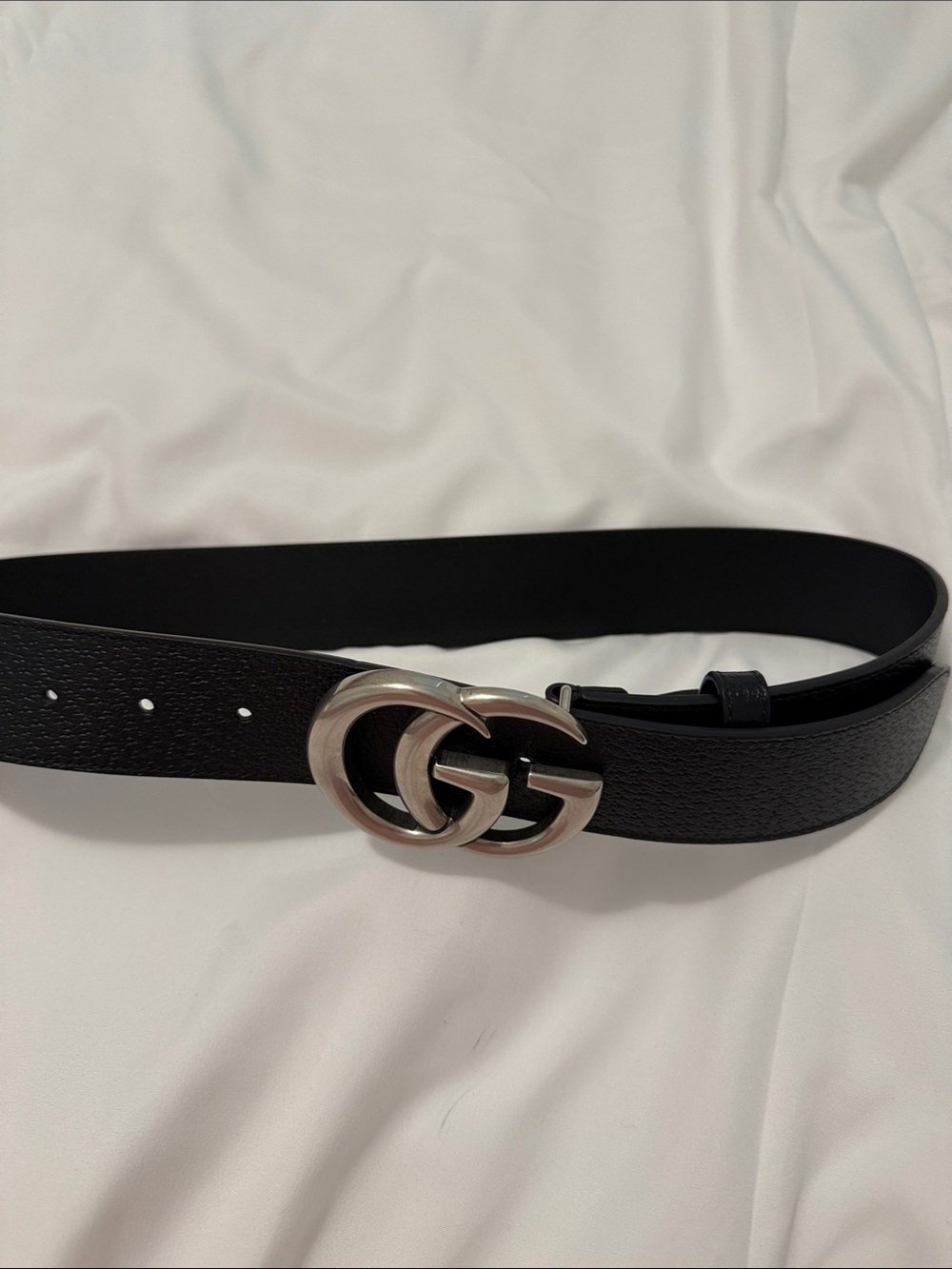 Gucci Black Leather Belt with Silver Double G Buckle - Picture 4 of 4
